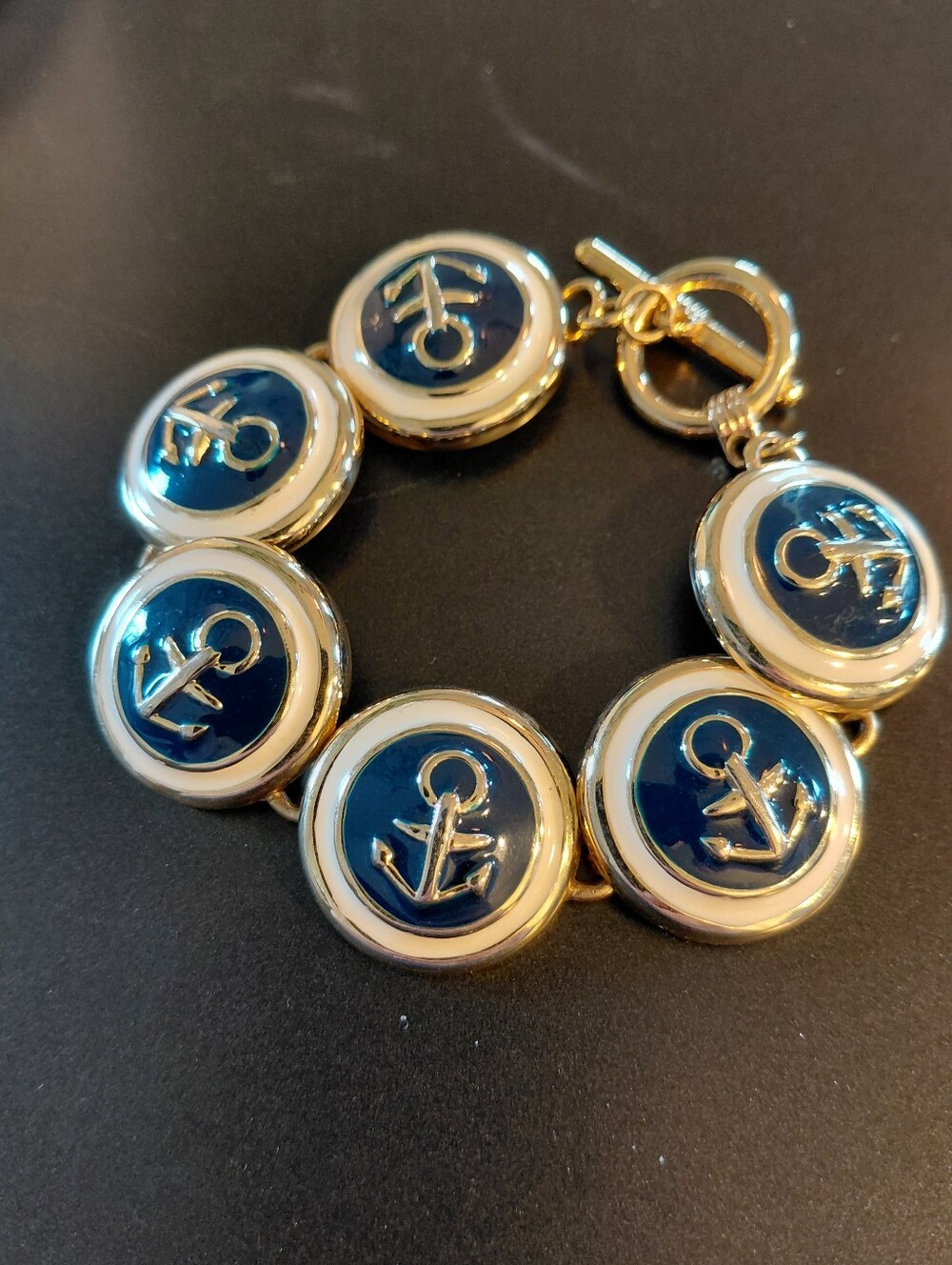 Gold Tone Nautical Button Bracelet
